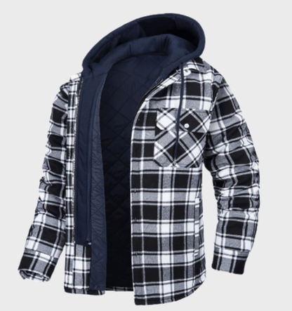 Heren Geruite Overhemdjas - Fleece Gevoerd - Met Capuchon - Wintermode