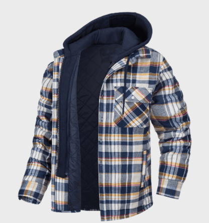 Heren Geruite Overhemdjas - Fleece Gevoerd - Met Capuchon - Wintermode