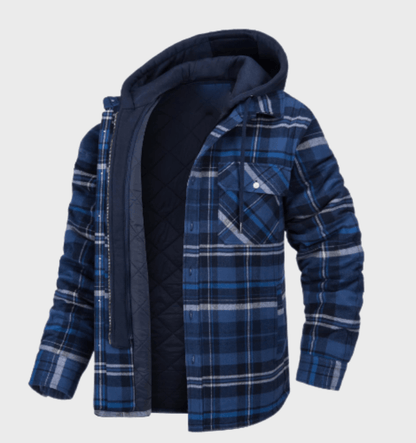 Heren Geruite Overhemdjas - Fleece Gevoerd - Met Capuchon - Wintermode