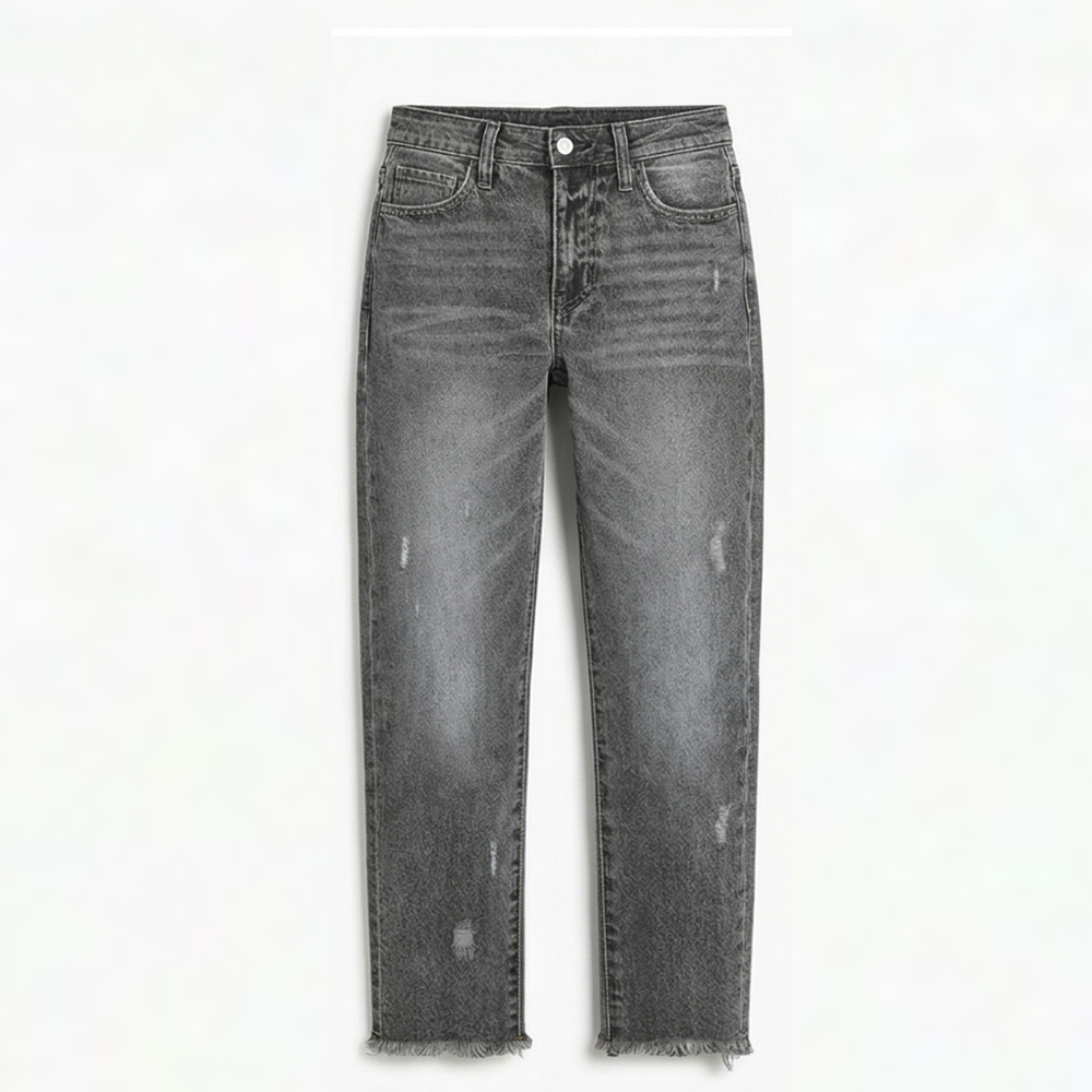 Cropped jeans dames met rafelzoom in Grijs