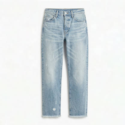 Cropped jeans dames met rafelzoom in Lichtblauw