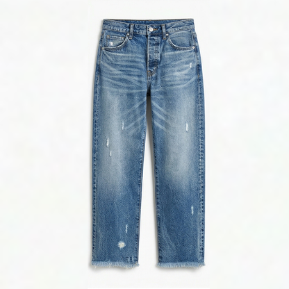 Cropped jeans dames met rafelzoom in Blauw