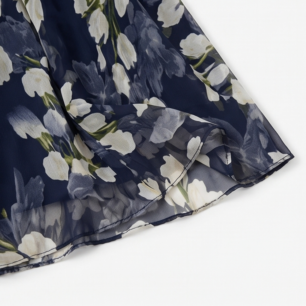 Chiffon jurk dames met bloemenprint - detailfoto