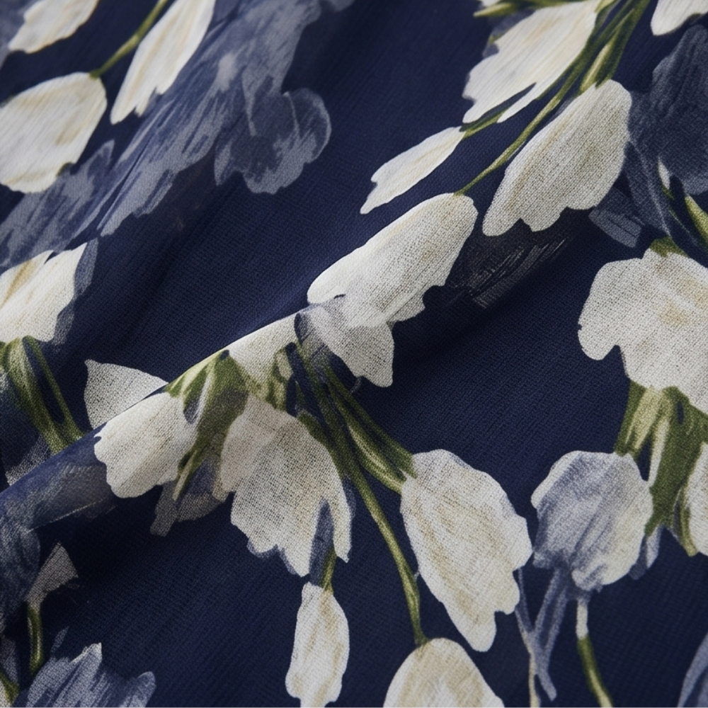 Chiffon jurk dames met bloemenprint - detailfoto