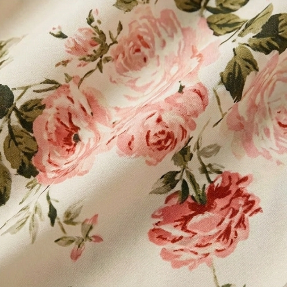 Gesmokte midi-jurk dames met bloemenprint - detailfoto