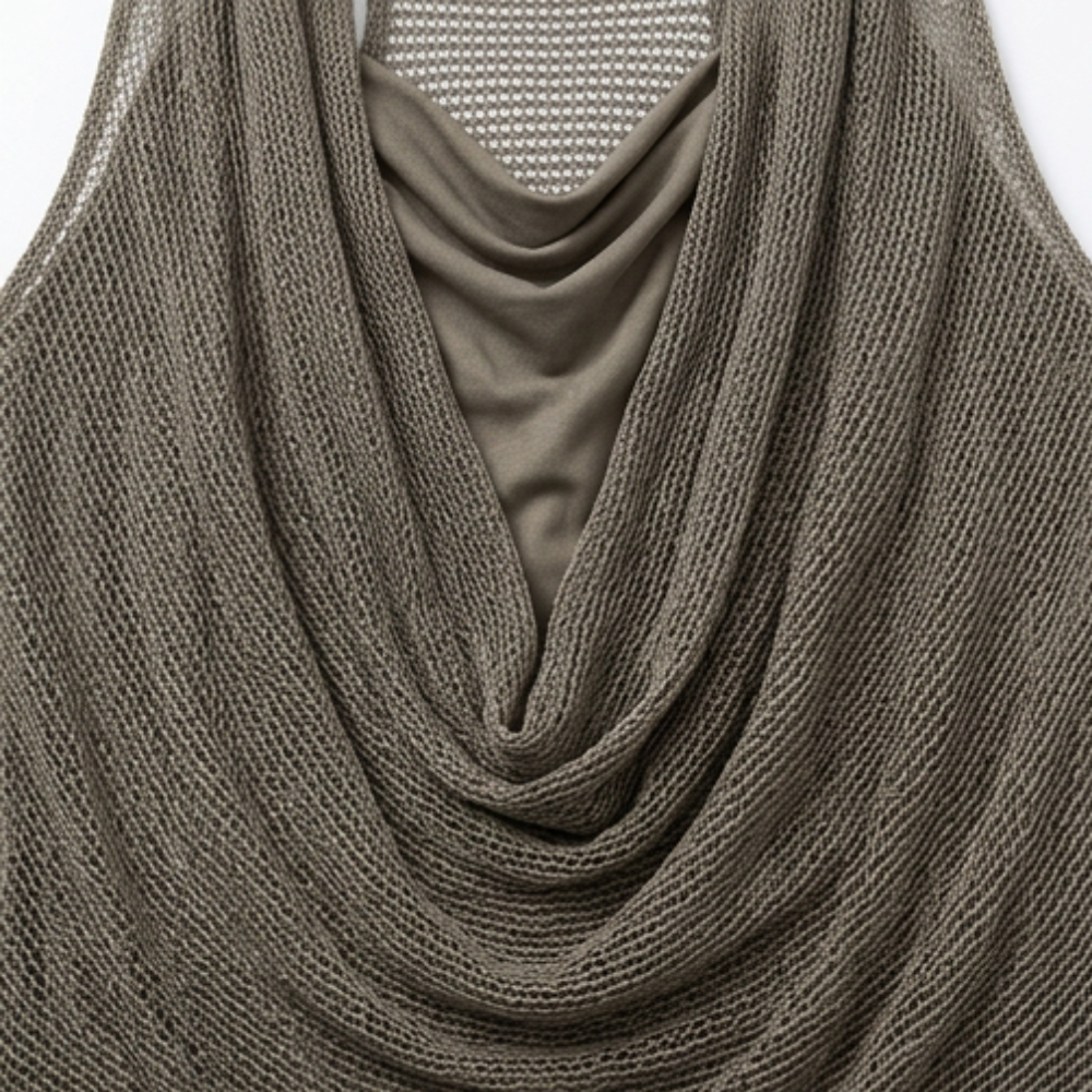 Haltertop dames met watervalhals - detailfoto
