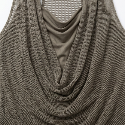 Haltertop dames met watervalhals - detailfoto