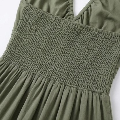 Halter maxi-jurk dames met stroken - detailfoto