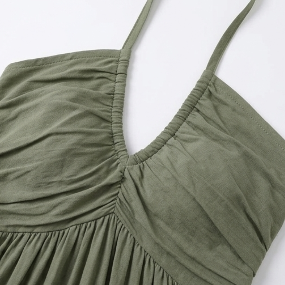 Halter maxi-jurk dames met stroken - detailfoto