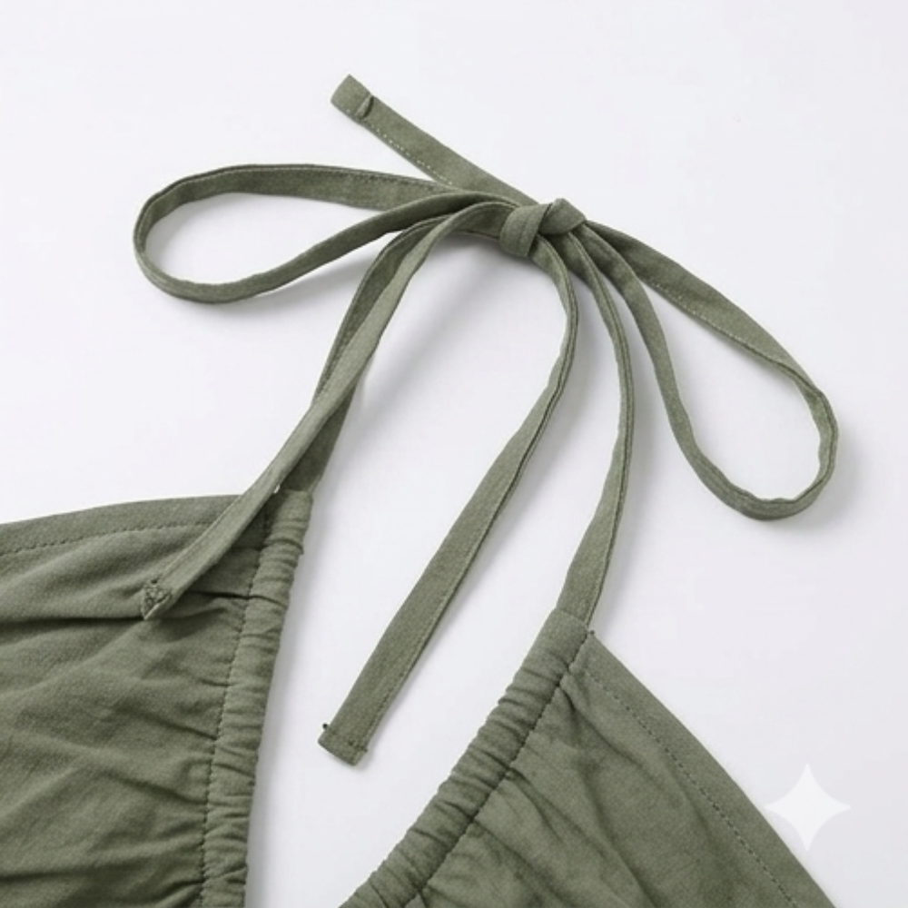 Halter maxi-jurk dames met stroken - detailfoto