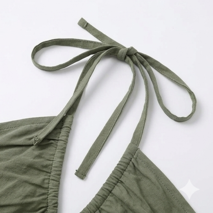 Halter maxi-jurk dames met stroken - detailfoto