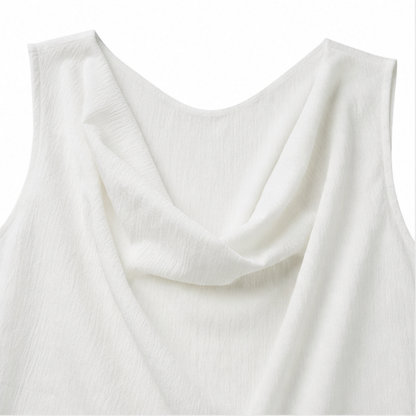 Mini-jurk dames met watervalhals - detailfoto