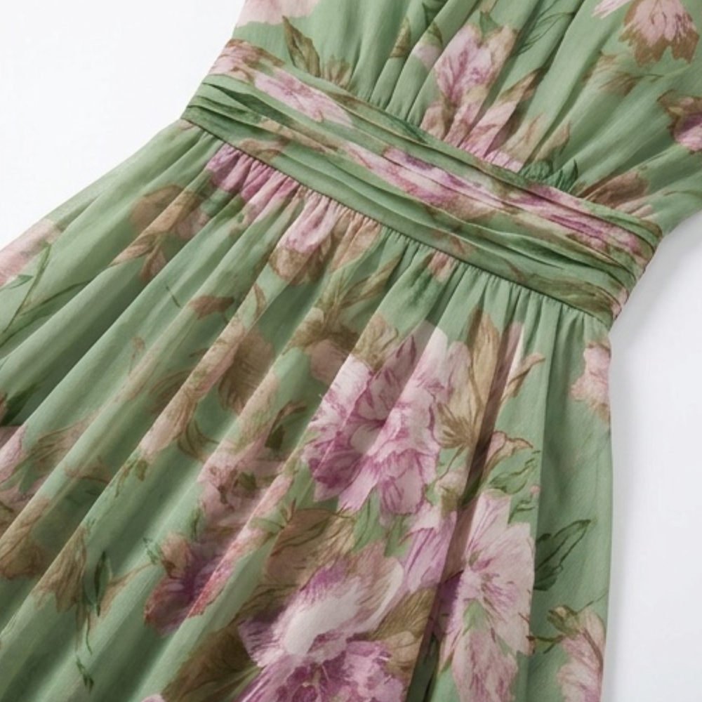 Halter maxi-jurk dames met bloemenprint - detailfoto