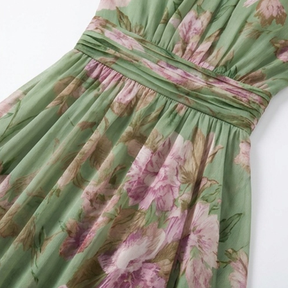 Halter maxi-jurk dames met bloemenprint - detailfoto