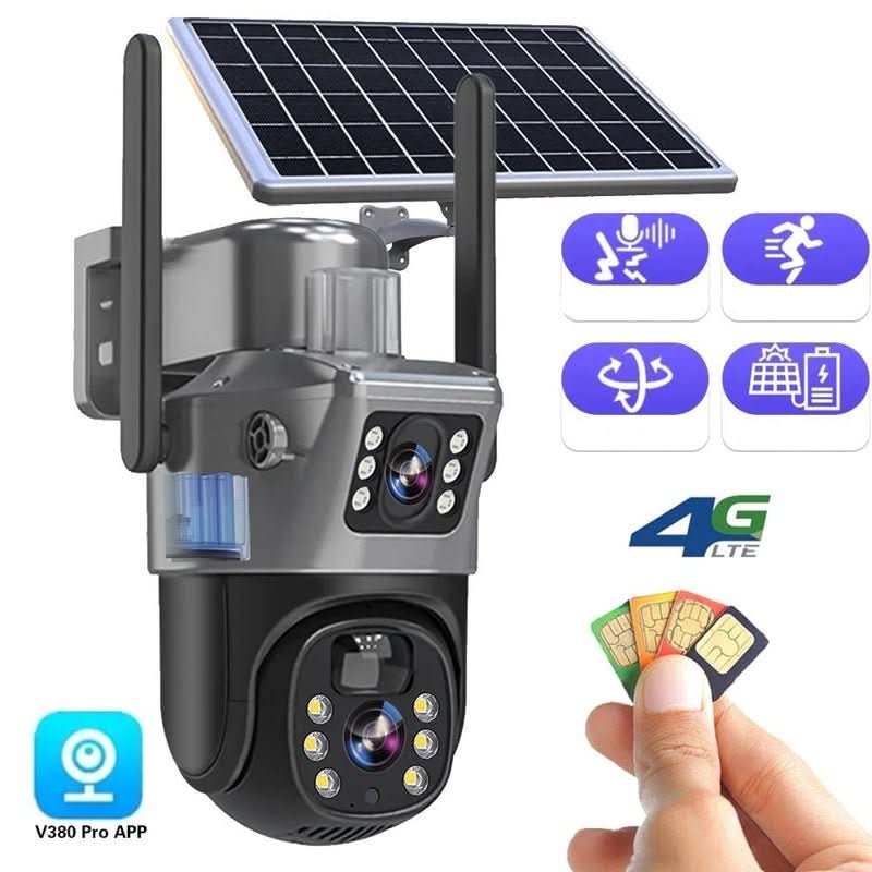 DualGuard Solar 4K camera – draadloze beveiligingscamera met dubbele lens en zonnepaneel