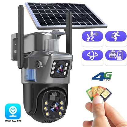 DualGuard Solar 4K camera – draadloze beveiligingscamera met dubbele lens en zonnepaneel
