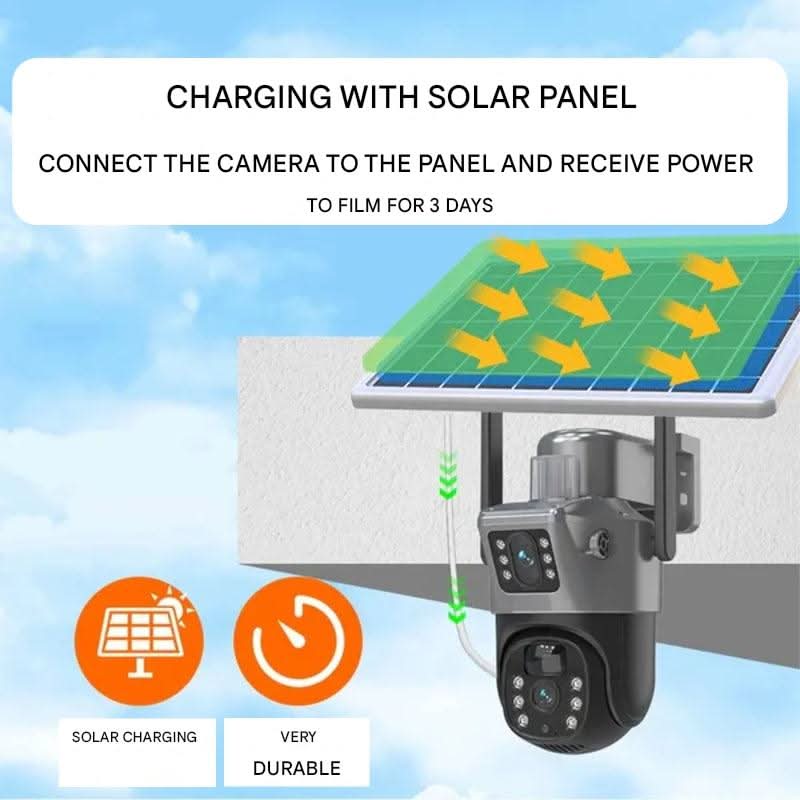 DualGuard Solar 4K camera – draadloze beveiligingscamera met dubbele lens en zonnepaneel