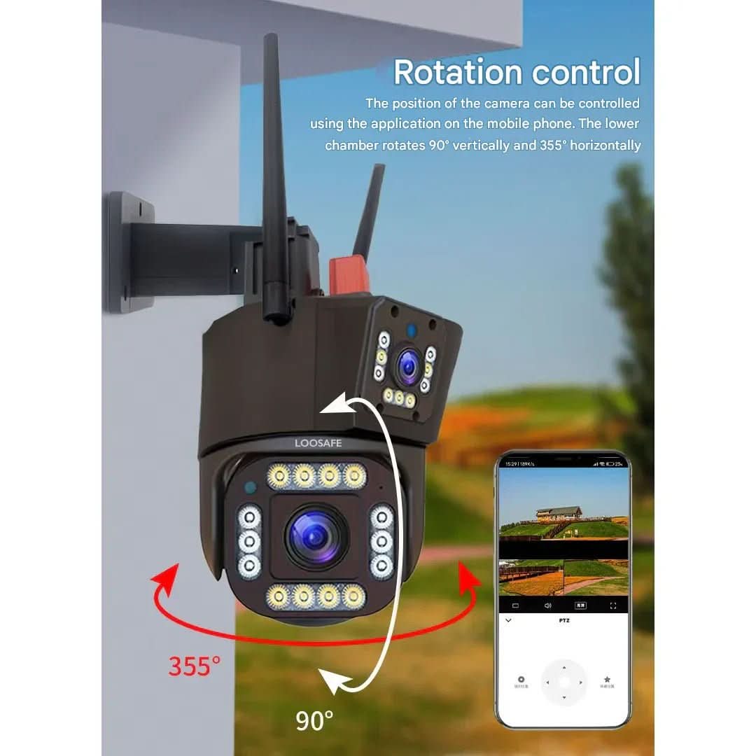 DualGuard Solar 4K camera – draadloze beveiligingscamera met dubbele lens en zonnepaneel