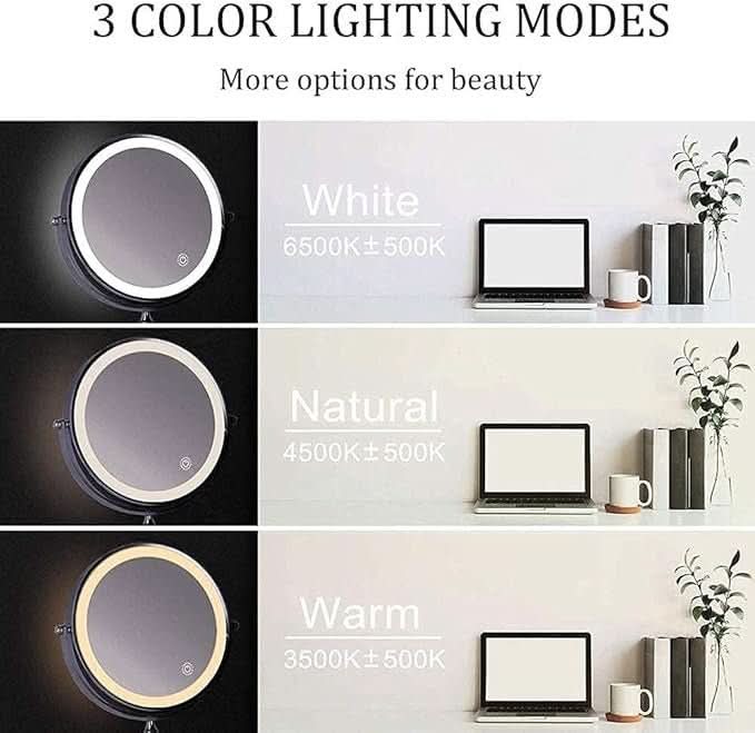 Make-up spiegel - LED Vergrotingsspiegel Draadloos en Instelbaar Licht