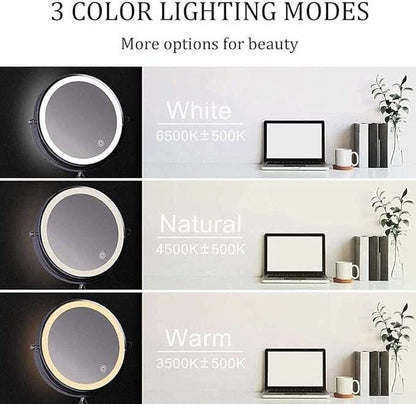 Make-up spiegel - LED Vergrotingsspiegel Draadloos en Instelbaar Licht