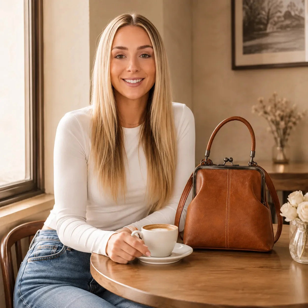 Crossbody tas dames met knipsluiting - detailfoto