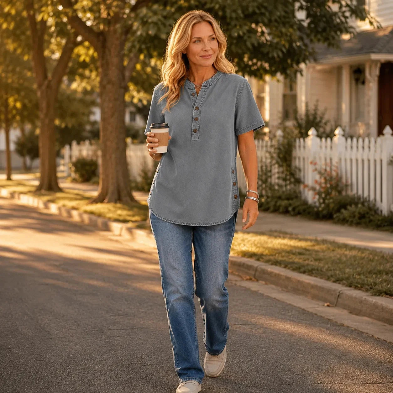 Tuniek dames in denimlook - detailfoto