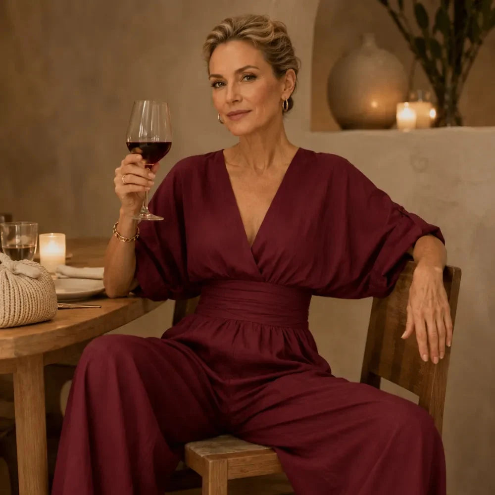 Jumpsuit dames met wijde pijp - detailfoto