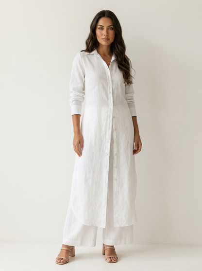 Tweedelige set dames met lange blouse en wijde broek