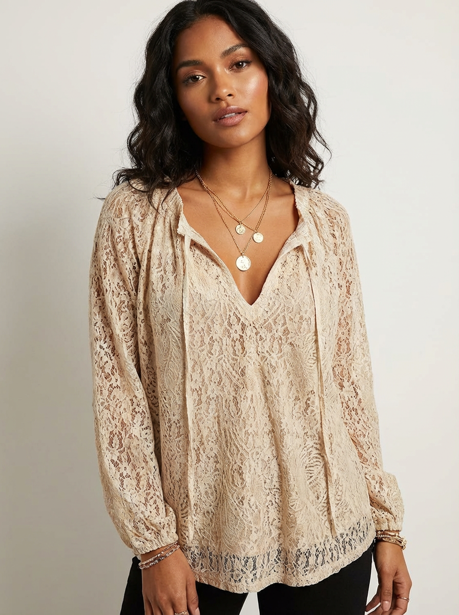 Kanten blouse dames - draagbeeld