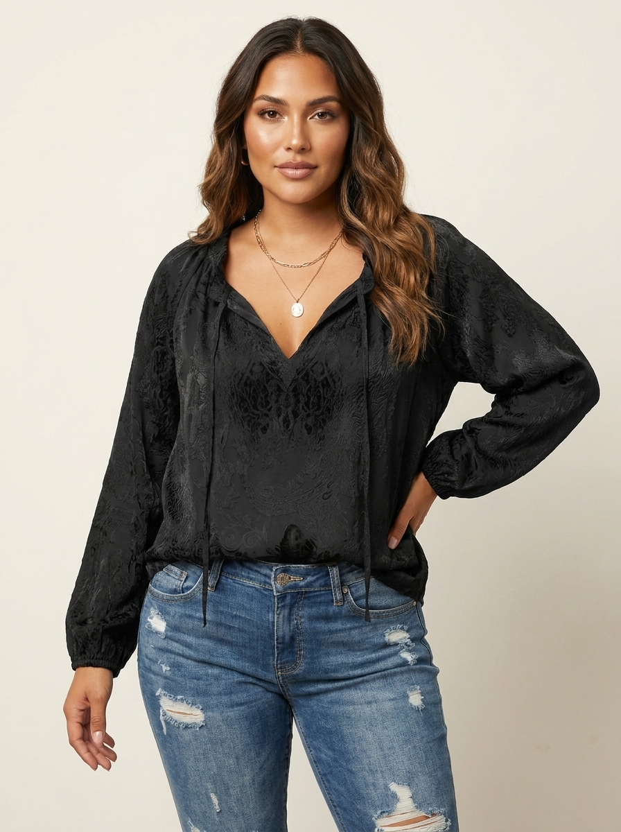 Kanten blouse dames in zwart