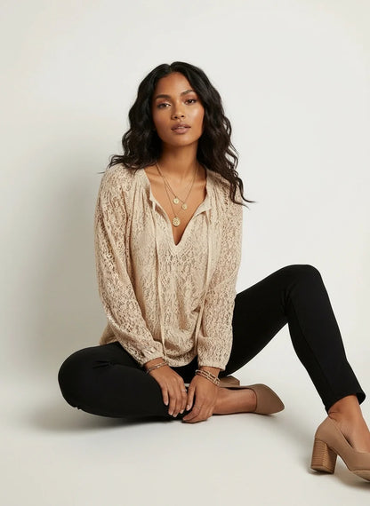 Kanten blouse dames - draagbeeld