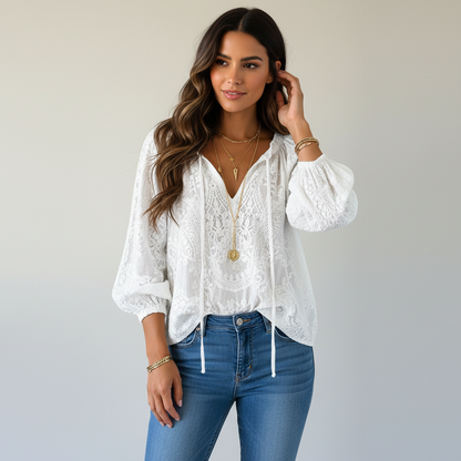Kanten blouse dames - draagbeeld