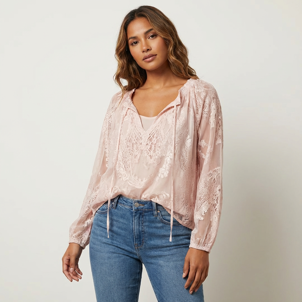 Kanten blouse dames - draagbeeld