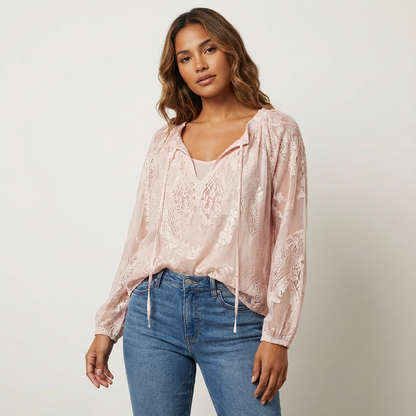 Kanten blouse dames - draagbeeld
