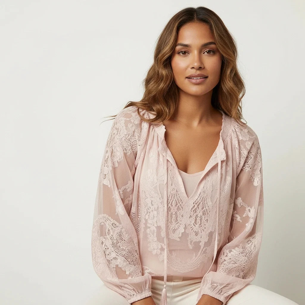 Kanten blouse dames - draagbeeld