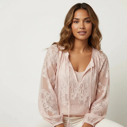 Kanten blouse dames - draagbeeld