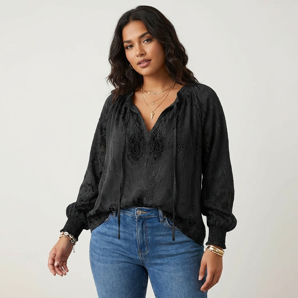Kanten blouse dames - draagbeeld