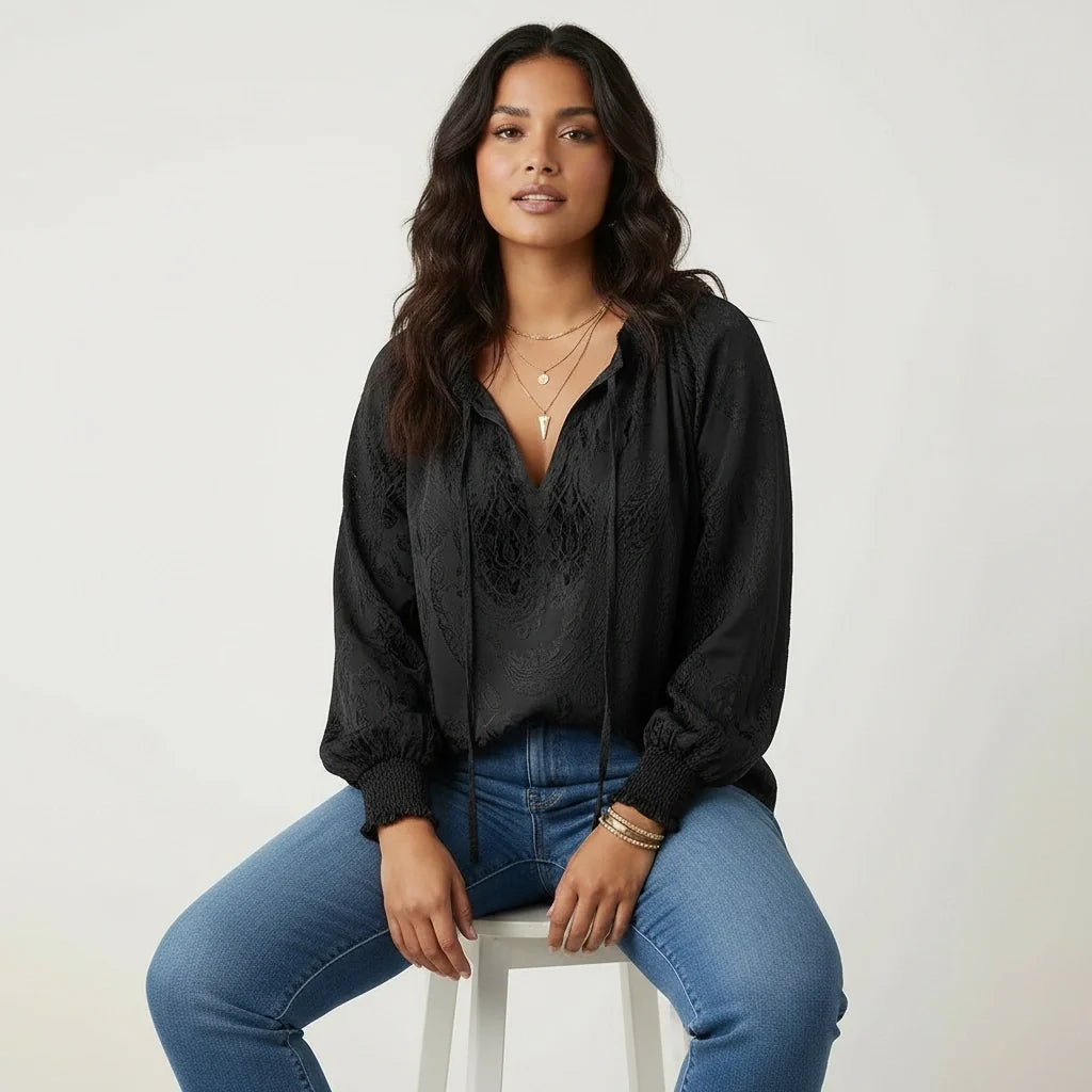 Kanten blouse dames - draagbeeld