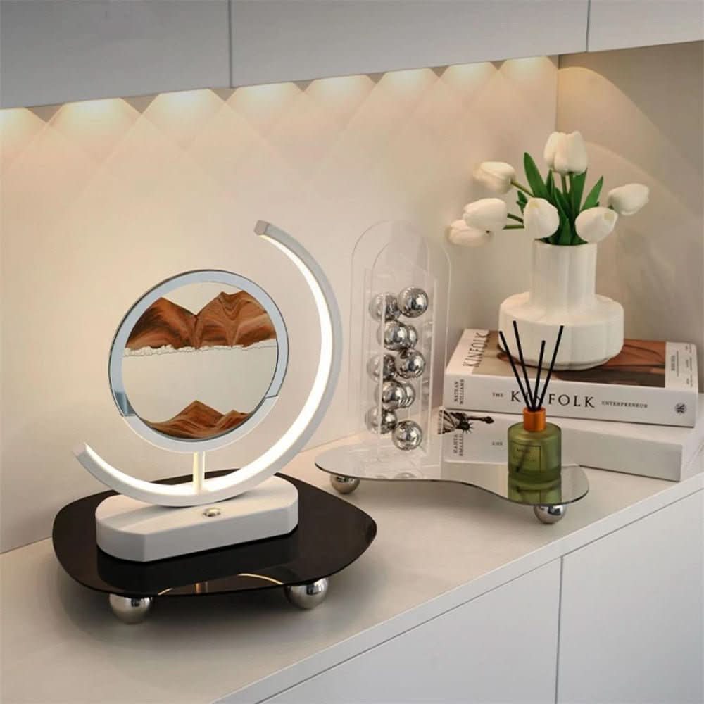 Tafellamp met 3D zandkunst en LED verlichting USB oplaadbaar