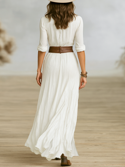 Chique maxi jurk dames - elegante vrouwelijke lange jurk