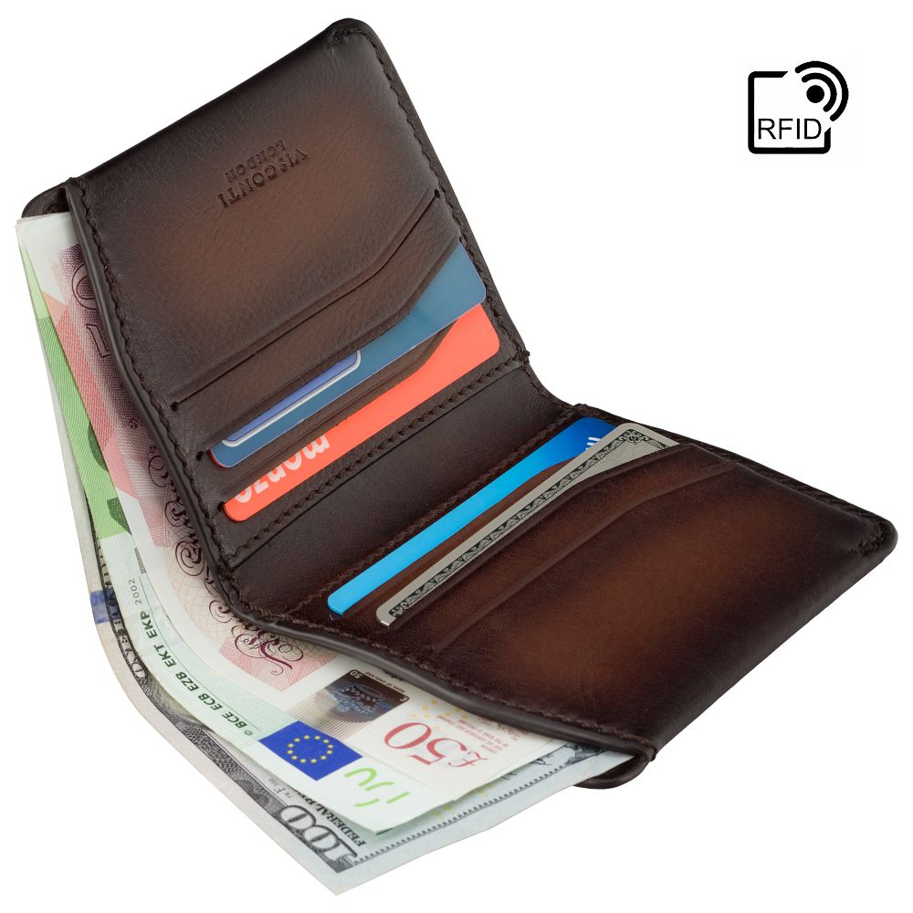 Cash & Card Wallet - Unisex - Stijlvolle leren portemonnee met RFID-bescherming en compacte pasvorm