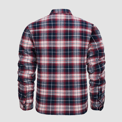 Heren Geruite Overshirtjas - Fleece Gevoerd Voorzien van knoopsluiting en praktische zakken.