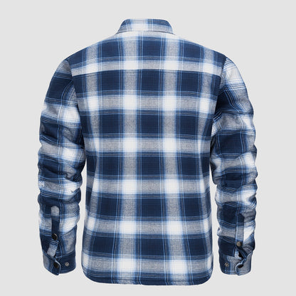 Heren Geruite Overshirtjas - Fleece Gevoerd Voorzien van knoopsluiting en praktische zakken.