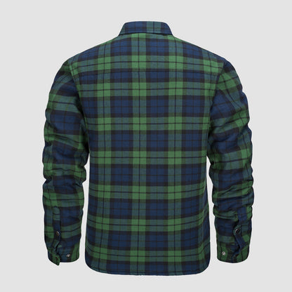 Heren Geruite Overshirtjas - Fleece Gevoerd Voorzien van knoopsluiting en praktische zakken.