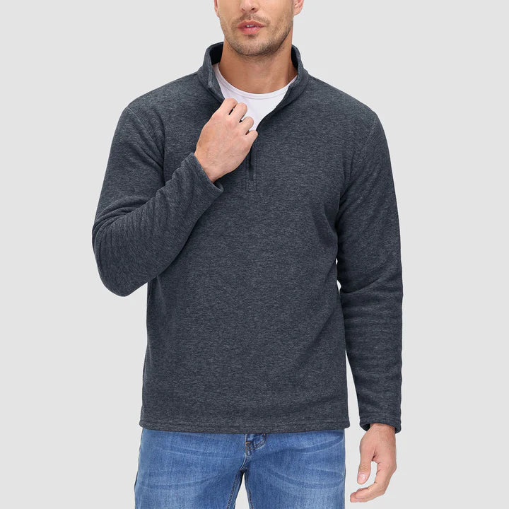 Herensweater met kwart rits in fleece in Antraciet