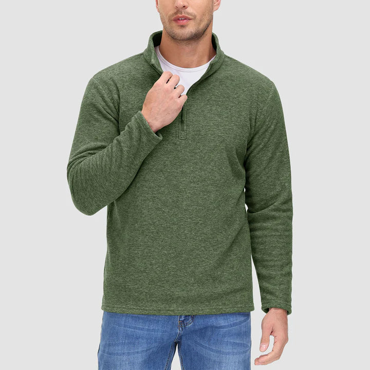 Herensweater met kwart rits in fleece - detailfoto