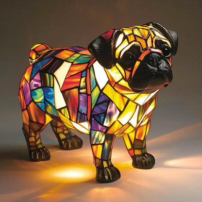 Lichtgevende Hond Lamp Glas-in-Lood – Handgemaakt en Sfeervol Cadeau voor Hondenliefhebbers
