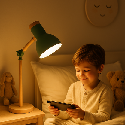Scandinavische Bureaulamp – Minimalistisch Design met Houten Basis