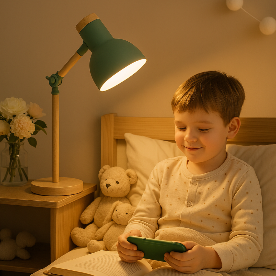 Scandinavische Bureaulamp – Minimalistisch Design met Houten Basis