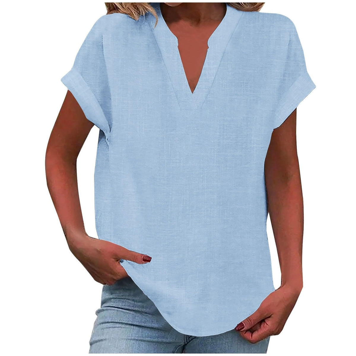 Luchtige blouse dames hemelsblauw - comfortabele losse snit